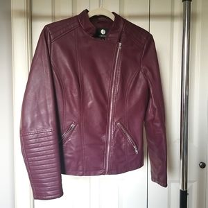 Jessica Burgundy Faux Leather Jacket